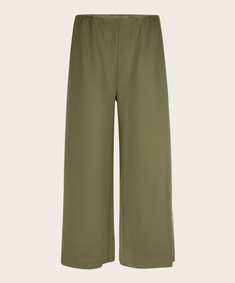 Schwere Jerseyhose mit weitem Bein, D. Lichen Green