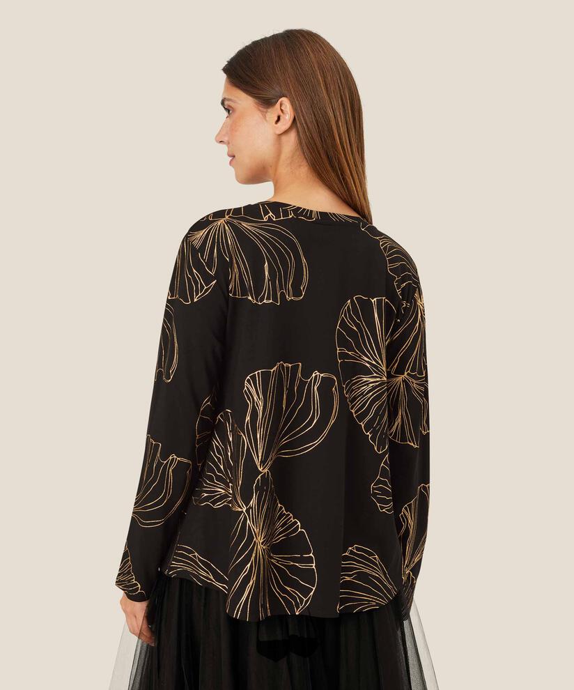 Bedrucktes Shirt Mit Rundem Hals, Gold