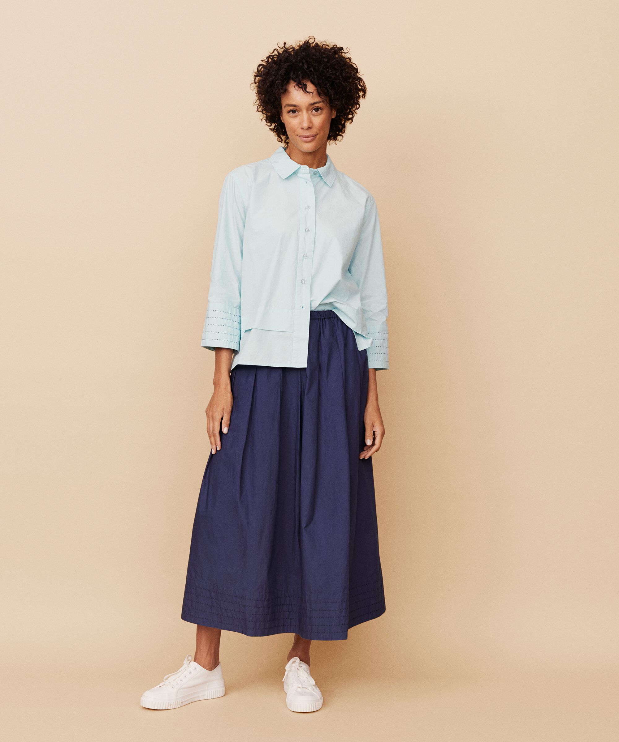 Baumwollrock mit elastischem Bund und Eingrifftaschen, Mood Indigo