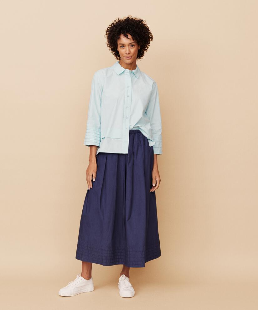 Baumwollrock mit elastischem Bund und Eingrifftaschen, Mood Indigo