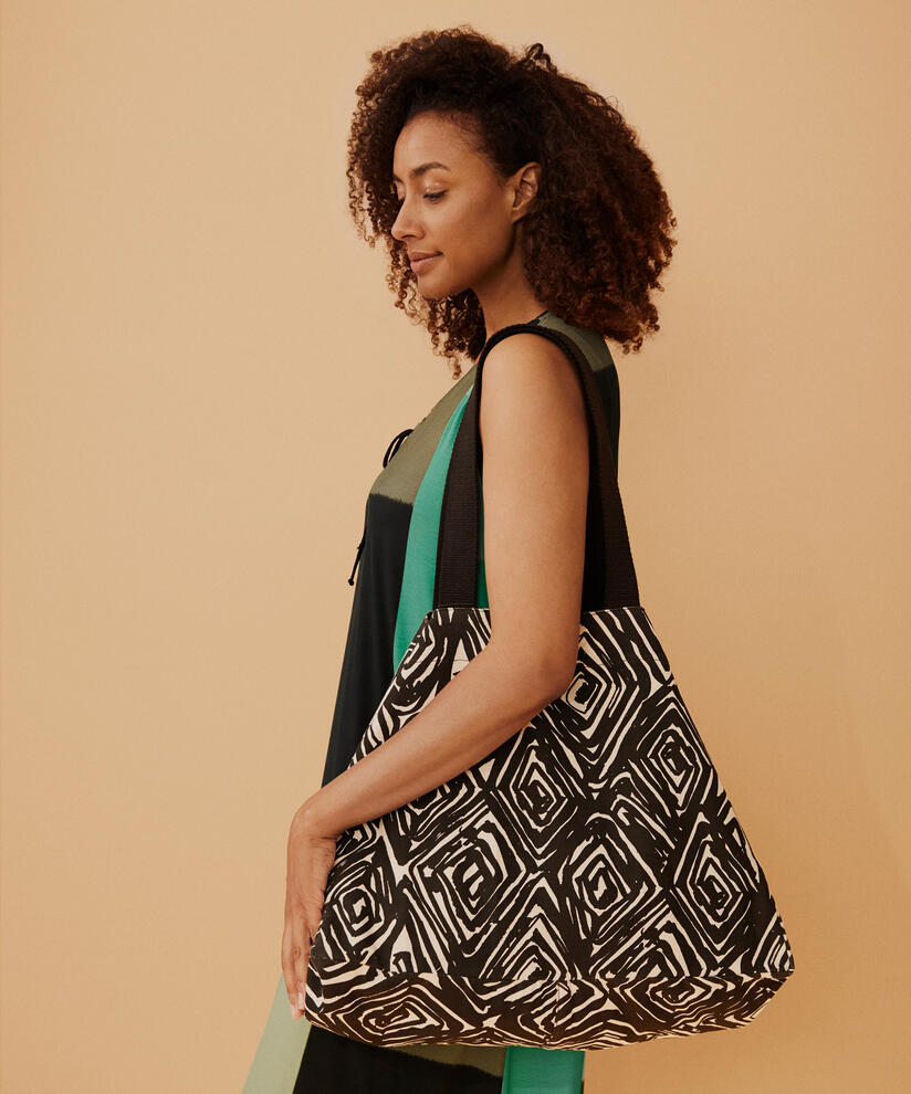 Bedruckter Shopper in kräftiger Canvas-Qualität, Black