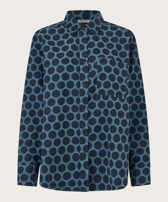 gepunktetes Samthemd mit Brusttasche, Navy Blazer
