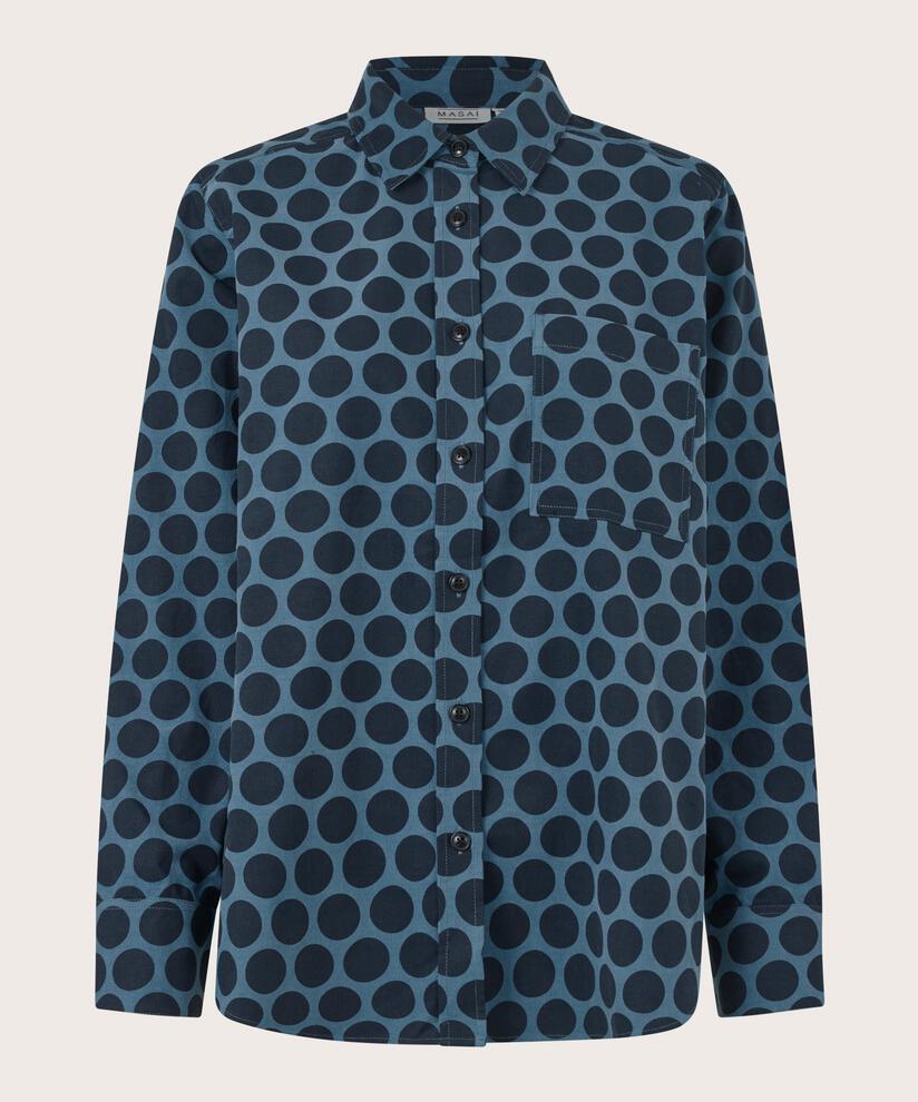 gepunktetes Samthemd mit Brusttasche, Navy Blazer