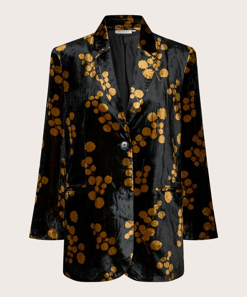 bedruckter Veloursblazer mit Knopfverschluss, Rubber