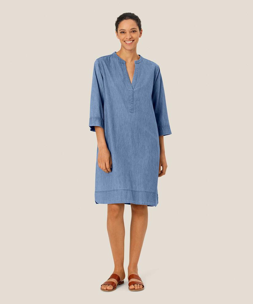 weiches Denim-Kleid mit 3/4-Ärmeln, Blue Denim
