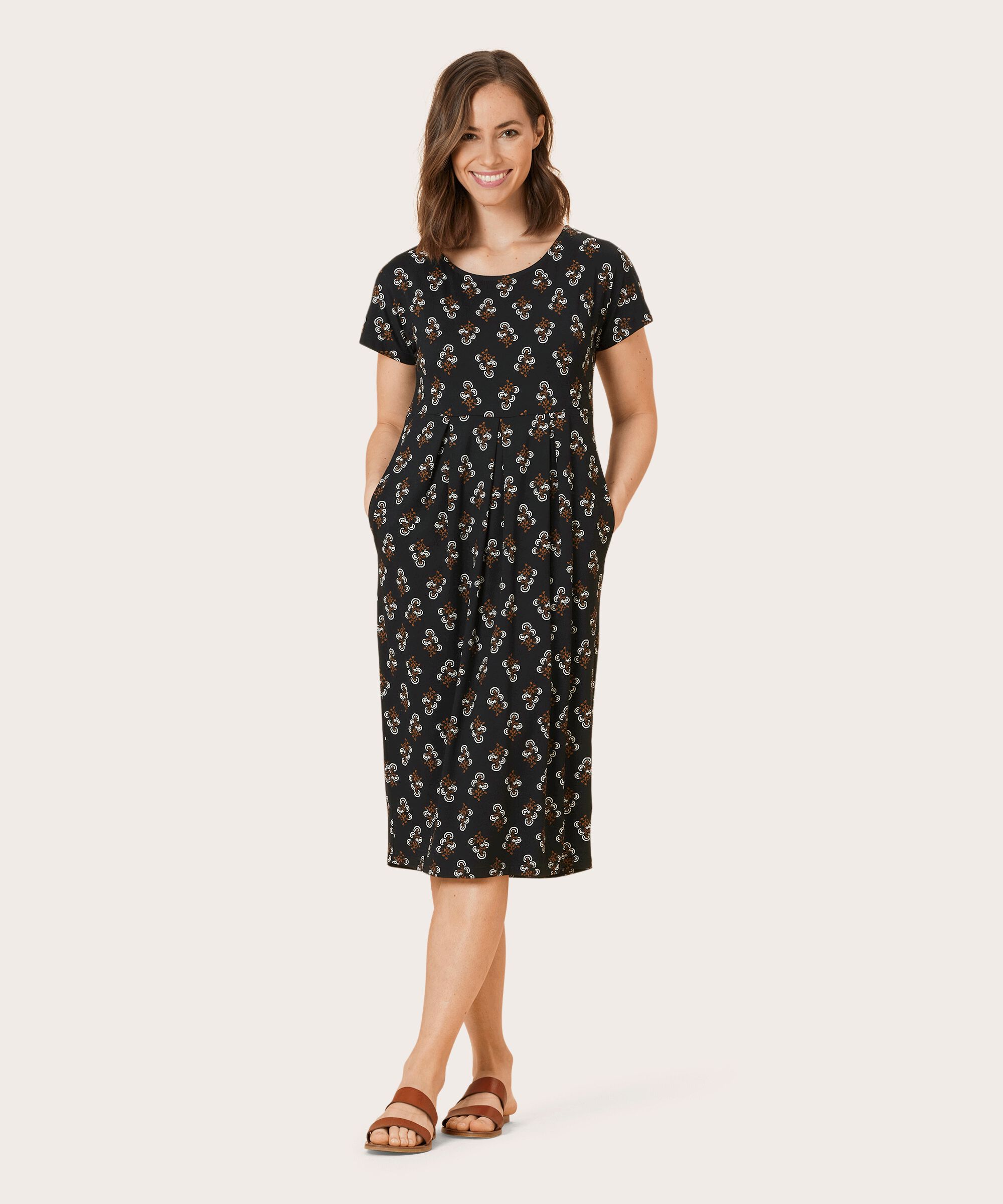 OLNIA JERSEY KLEID, Bronze Brown