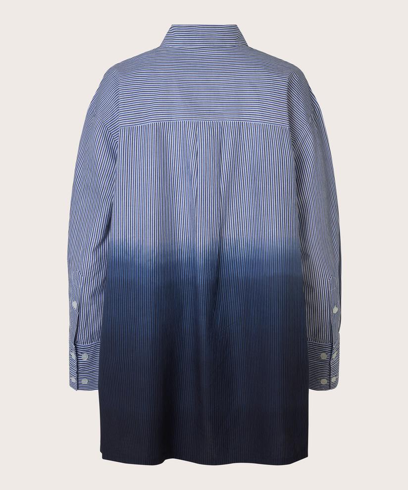 Gestreifte Hemdbluse aus Baumwolle mit Dip-Dye-Effekt, Maritime Blue