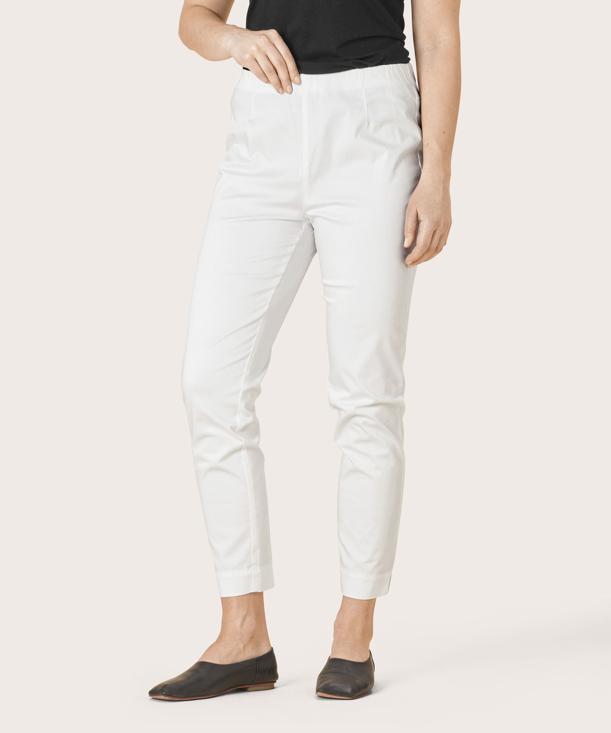 POPPY CROPPED HOSE, White