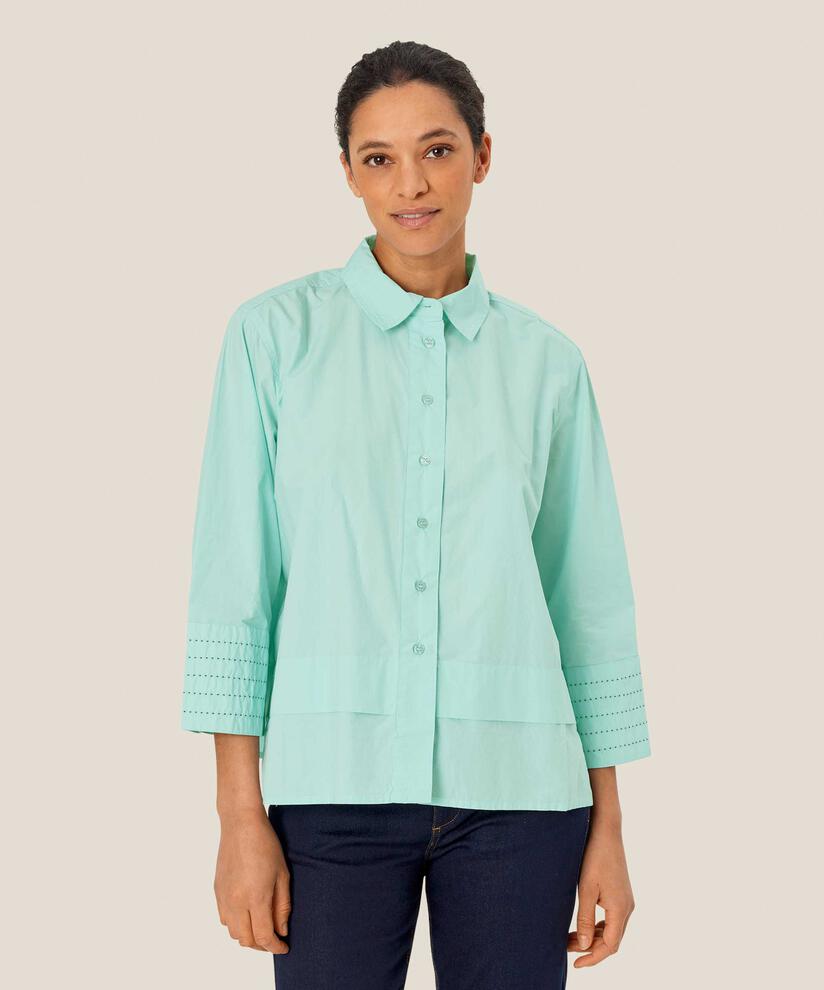 Baumwollshirt mit Kontrastnähten an den Ärmeln, P. Turquoise