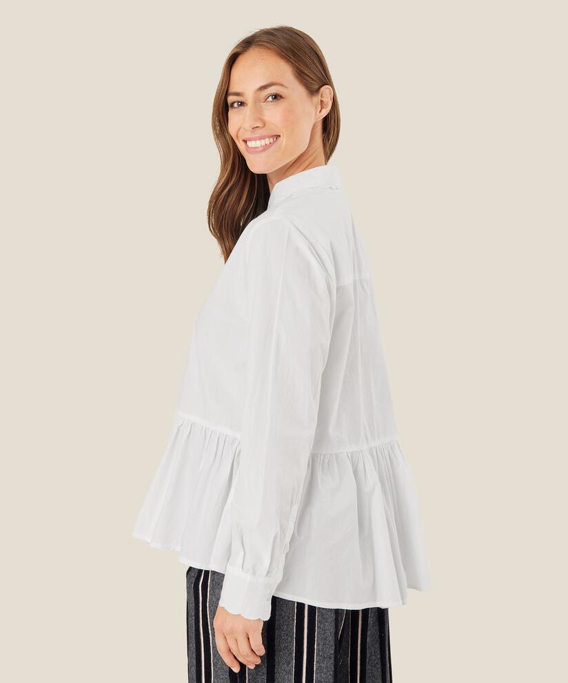 Baumwollhemdbluse mit Schößchen unten, White