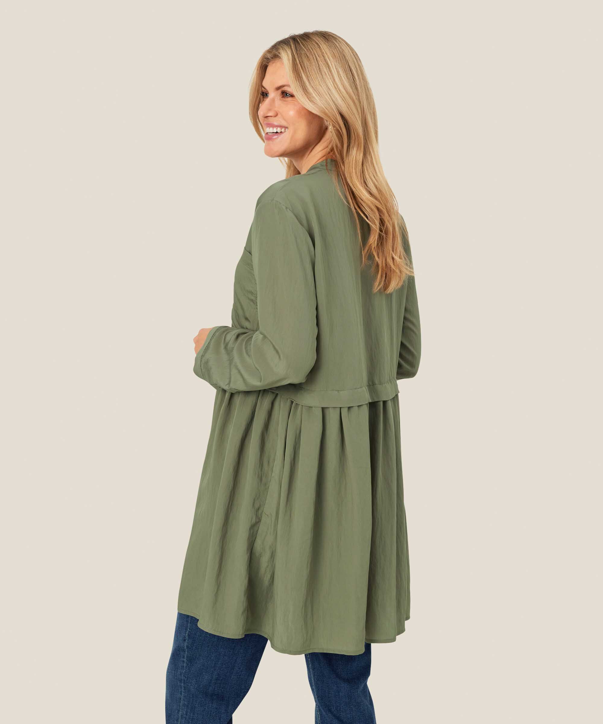 Hemd aus Baumwollmischung mit langen Ärmeln, D. Lichen Green