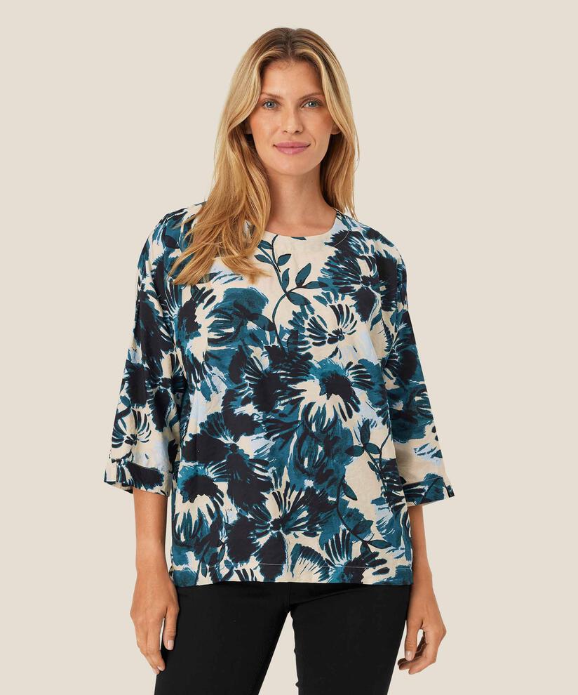 Bluse mit 3/4-Ärmeln aus Viskose-Mix, Reflect Pond