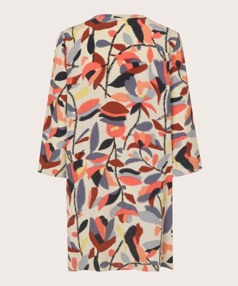Bedruckte Tunika mit 3/4-Ärmeln, Calypso Coral