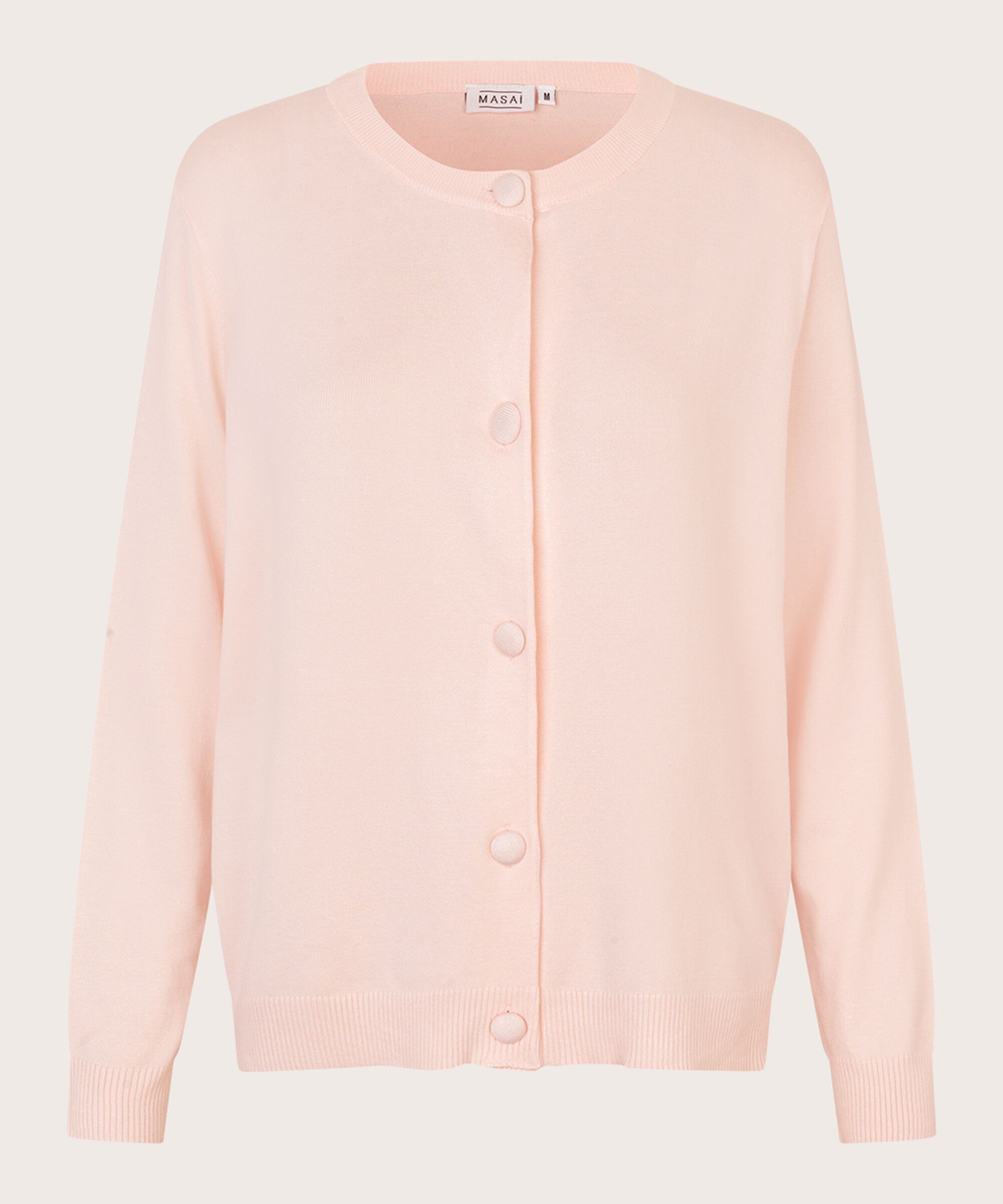 Feinstrick-Cardigan mit Rundhalsausschnitt, Mauve Chalk