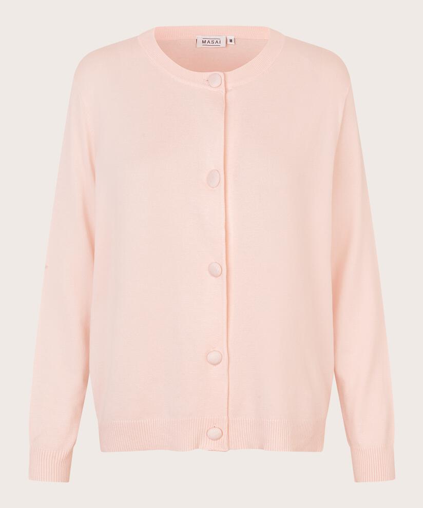 Feinstrick-Cardigan mit Rundhalsausschnitt, Mauve Chalk