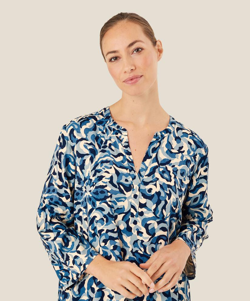 Bedruckte Tunika Mit 3/4-ärmeln, Ashley Blue