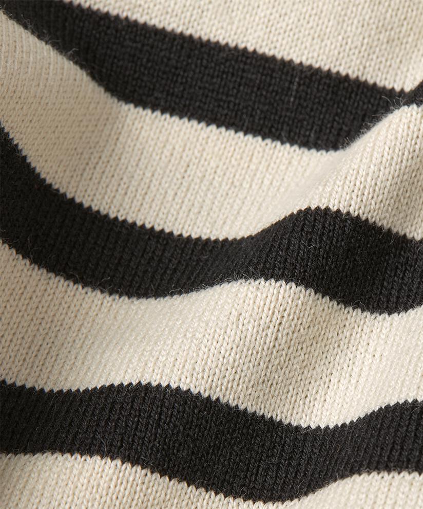 Gestreiftes Jersey-Top mit Rundhalsausschnitt, Black