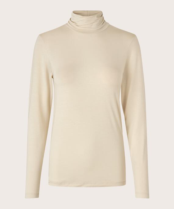 Rollkragenbluse Aus Weichem Jersey, Fog