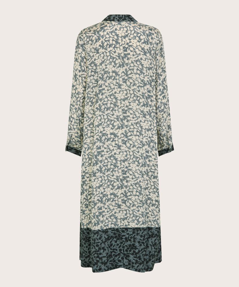 Bedrucktes Viskosekleid mit Kontrasten, Balsam Green