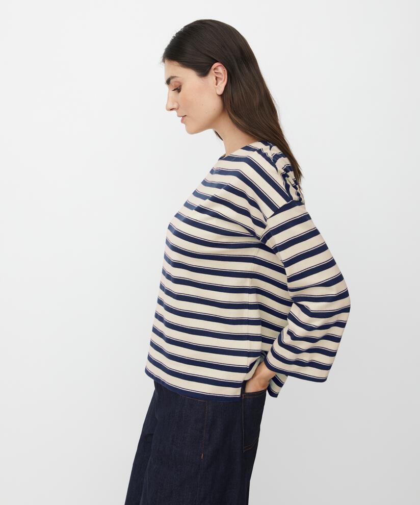 Gestreiftes Jersey-top Mit Rundhalsausschnitt, Navy Blazer