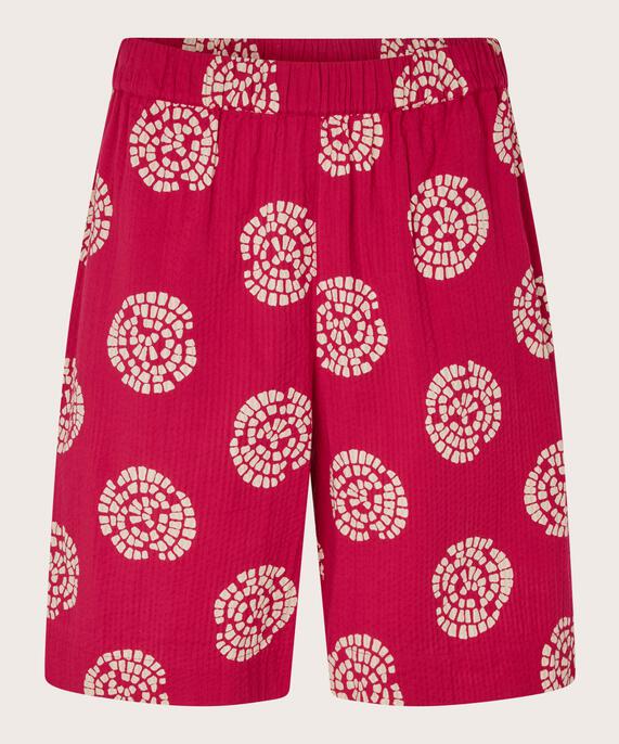 bedruckte Baumwollshorts mit elastischem Bund, Persian Red