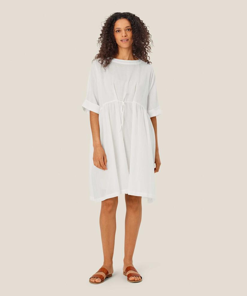 kurzärmliges Kleid aus leichter transparenter Baumwolle, White