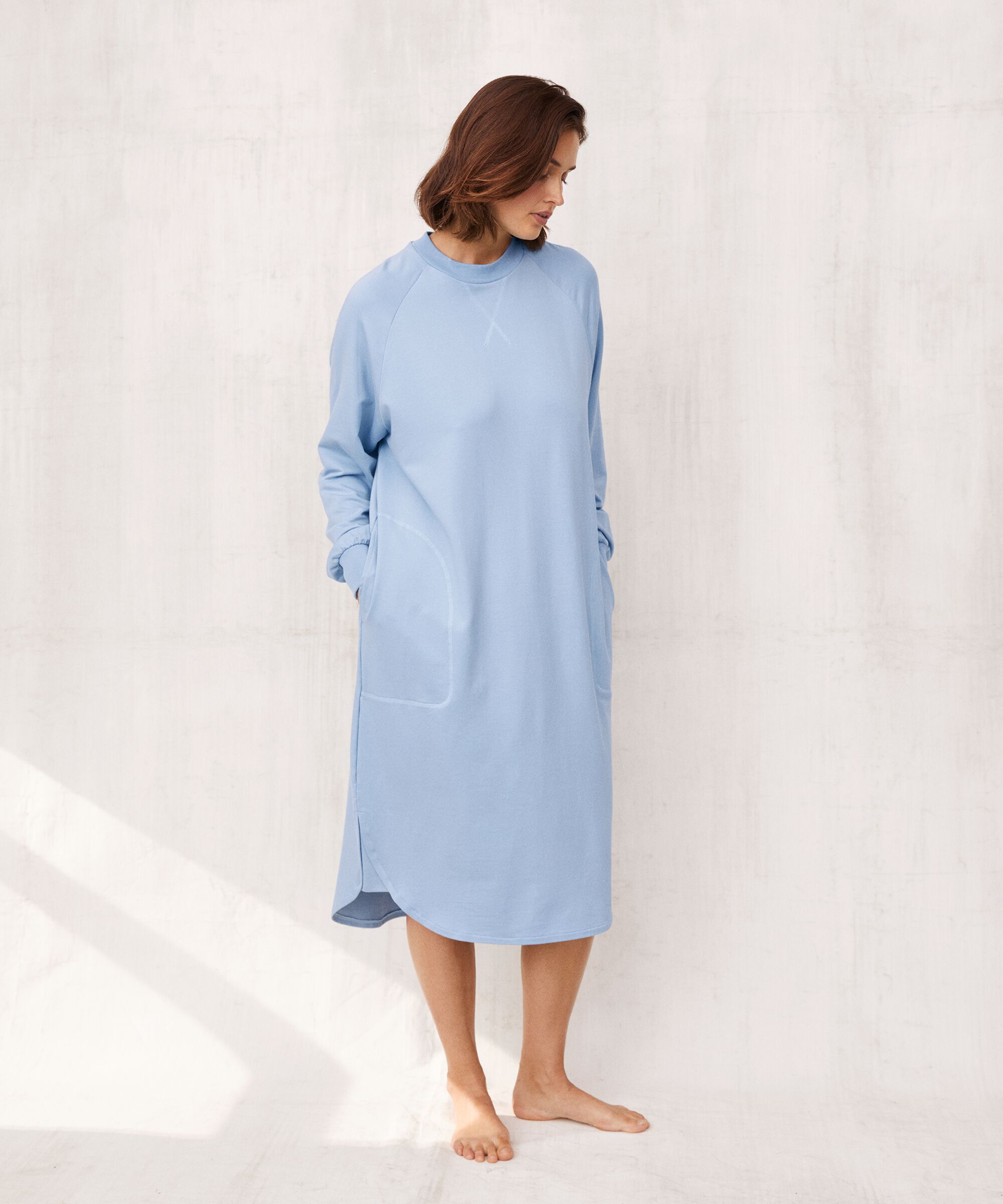 lässiges Jerseykleid mit Rund hals, Blue Fog