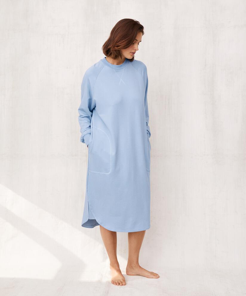 lässiges Jerseykleid mit Rund hals, Blue Fog