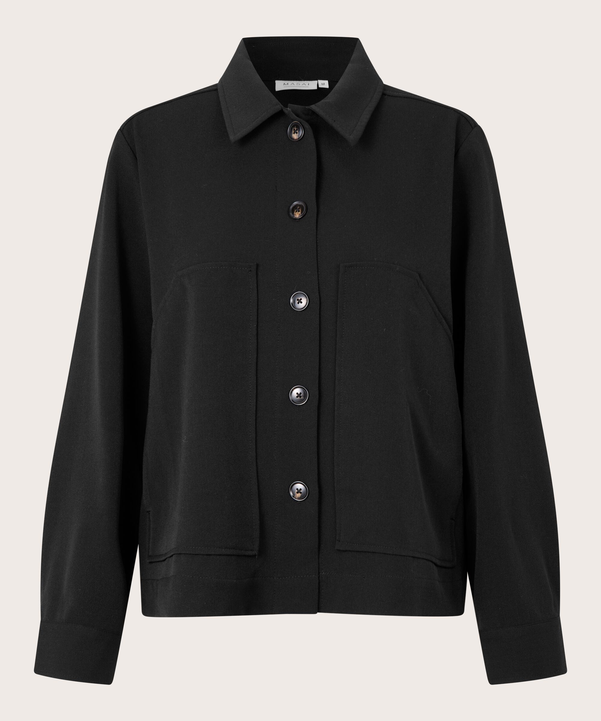 Jacke mit Falten auf der Rückseite und dekorativen Taschen, Black