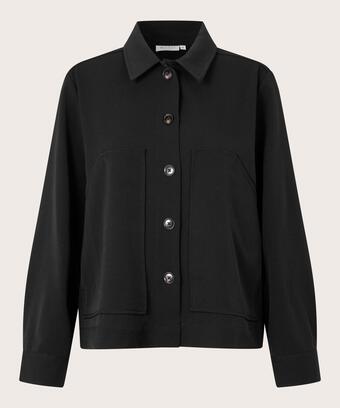 Jacke mit Falten auf der Rückseite und dekorativen Taschen, Black