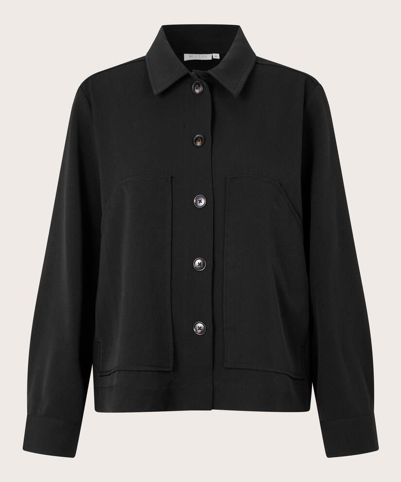 Jacke mit Falten auf der Rückseite und dekorativen Taschen, Black