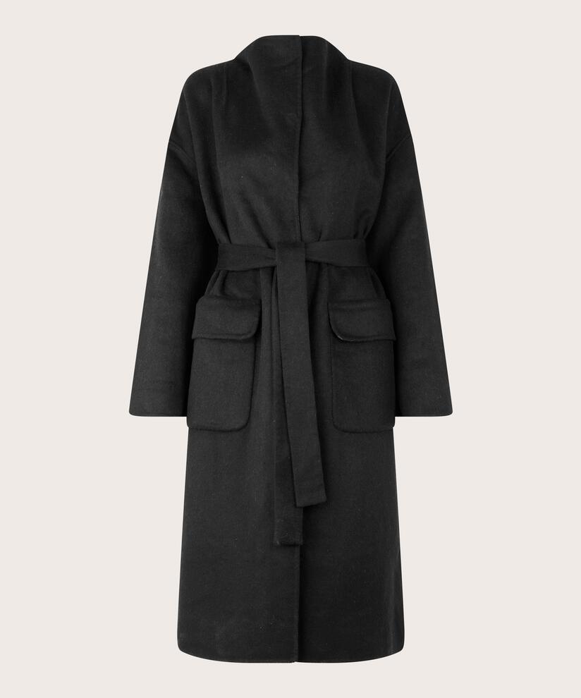 Tora Wollmantel, Black/m.grey.m