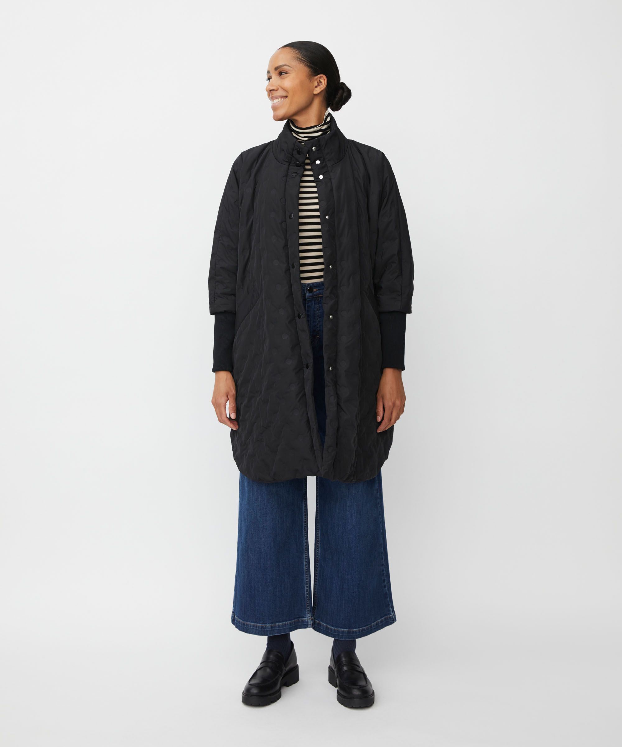 Übergangsmantel mit Knopfverschluss, Black