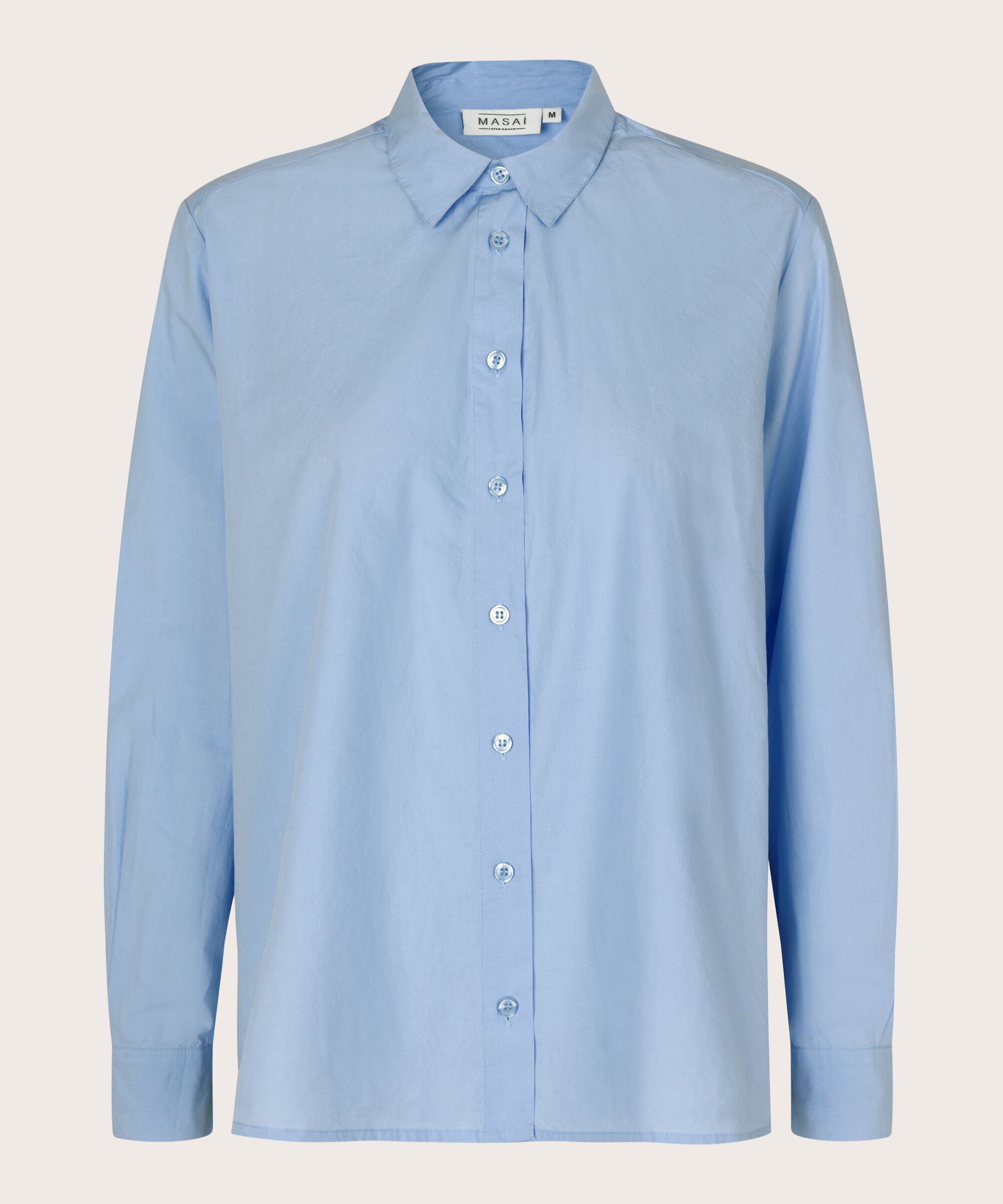 Button-down-hemdbluse Aus Baumwolle, Brunnera Blue