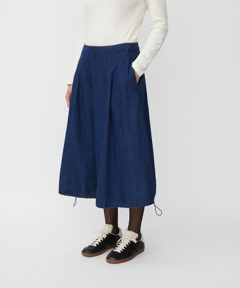Jeansrock mit elastischem Saum, Dark Denim