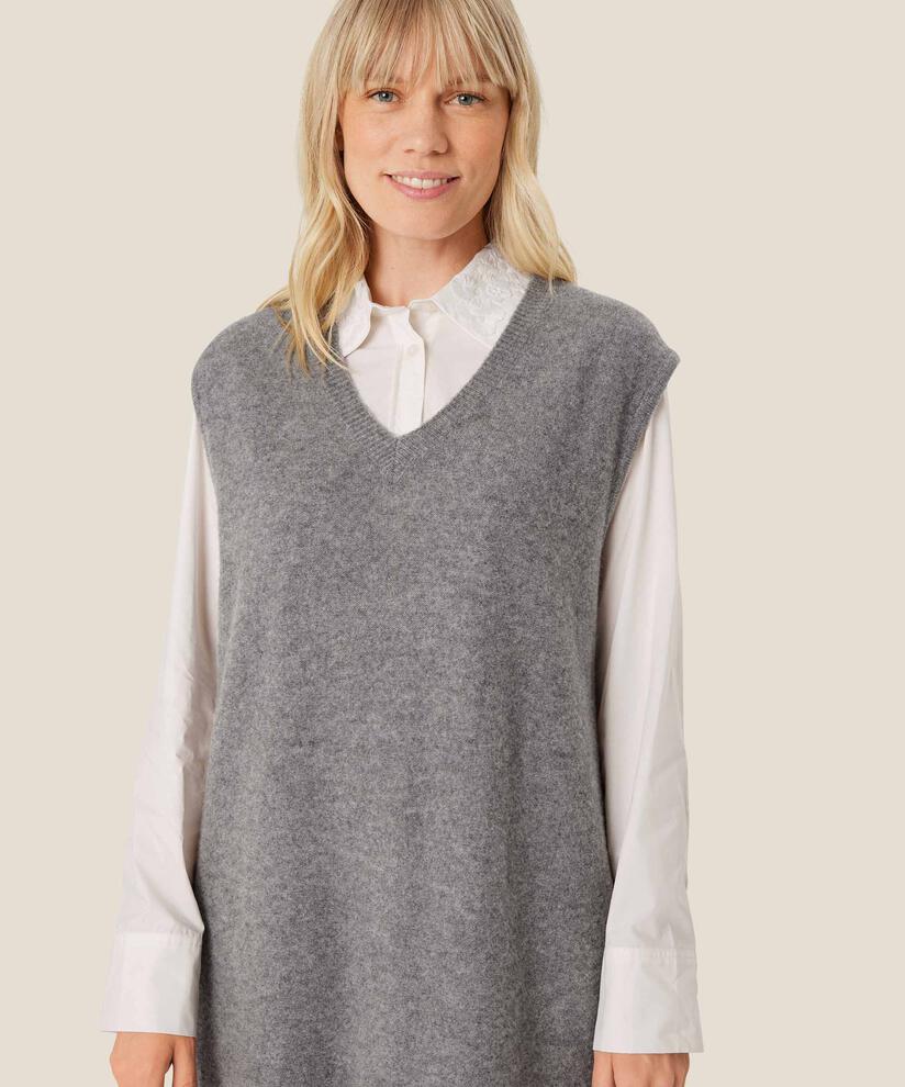 ärmelloses Strickkleid mit Seitenschlitzen, M. Grey mel.