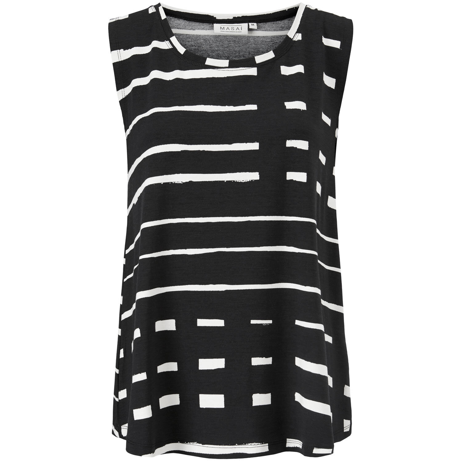 &Auml;rmelloses Top aus bedrucktem Jersey, Black
