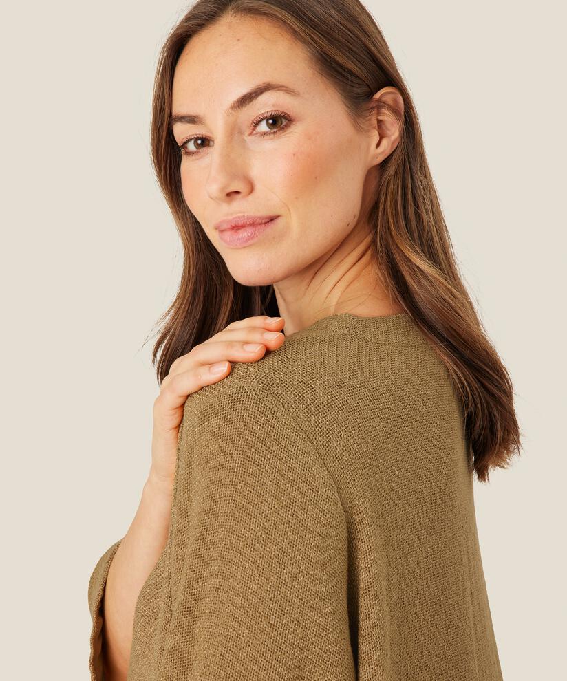 Bouclé-Tunika mit Seitenschlitz, Dull Gold