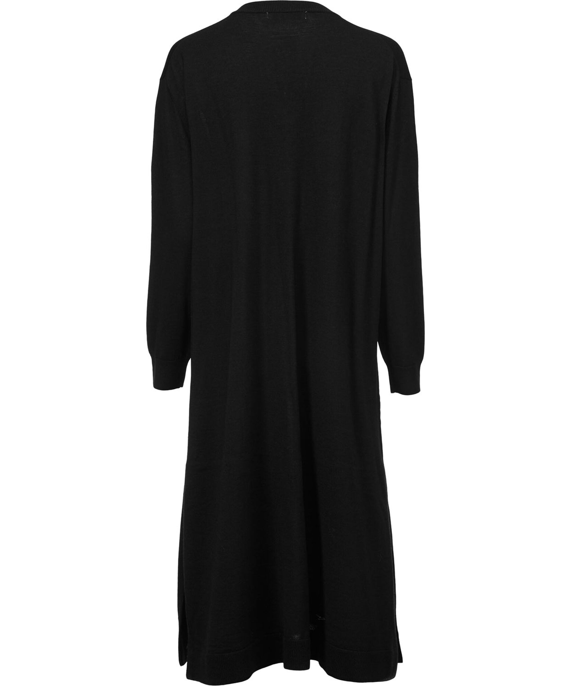 Strickkleid mit Rollkragen und Schlitzen, Black