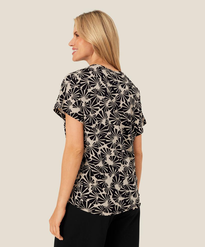 Bedrucktes T-Shirt mit V-Ausschnitt, Fog