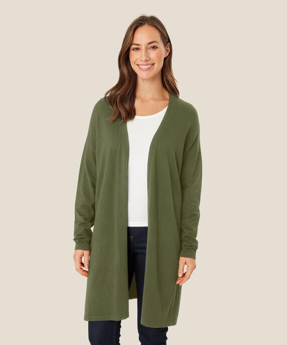 Feinstrick-cardigan Mit Geradem Schnitt, D. Lichen Green