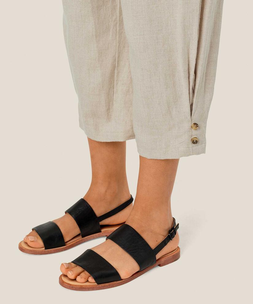 Leinenhose mit breitem, gesmoktem Gummizug hinten, Natural