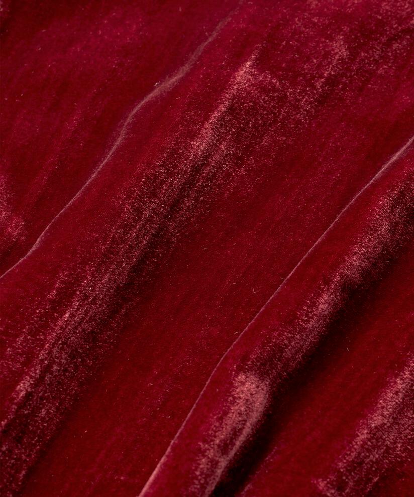 kurzärmliges Velourskleid mit V-Ausschnitt, Tawny Port