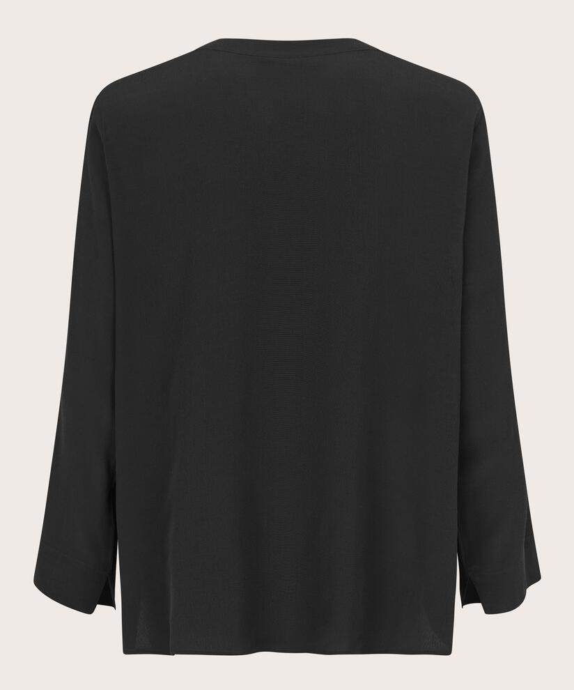 Viskosebluse Mit V-ausschnitt, Black
