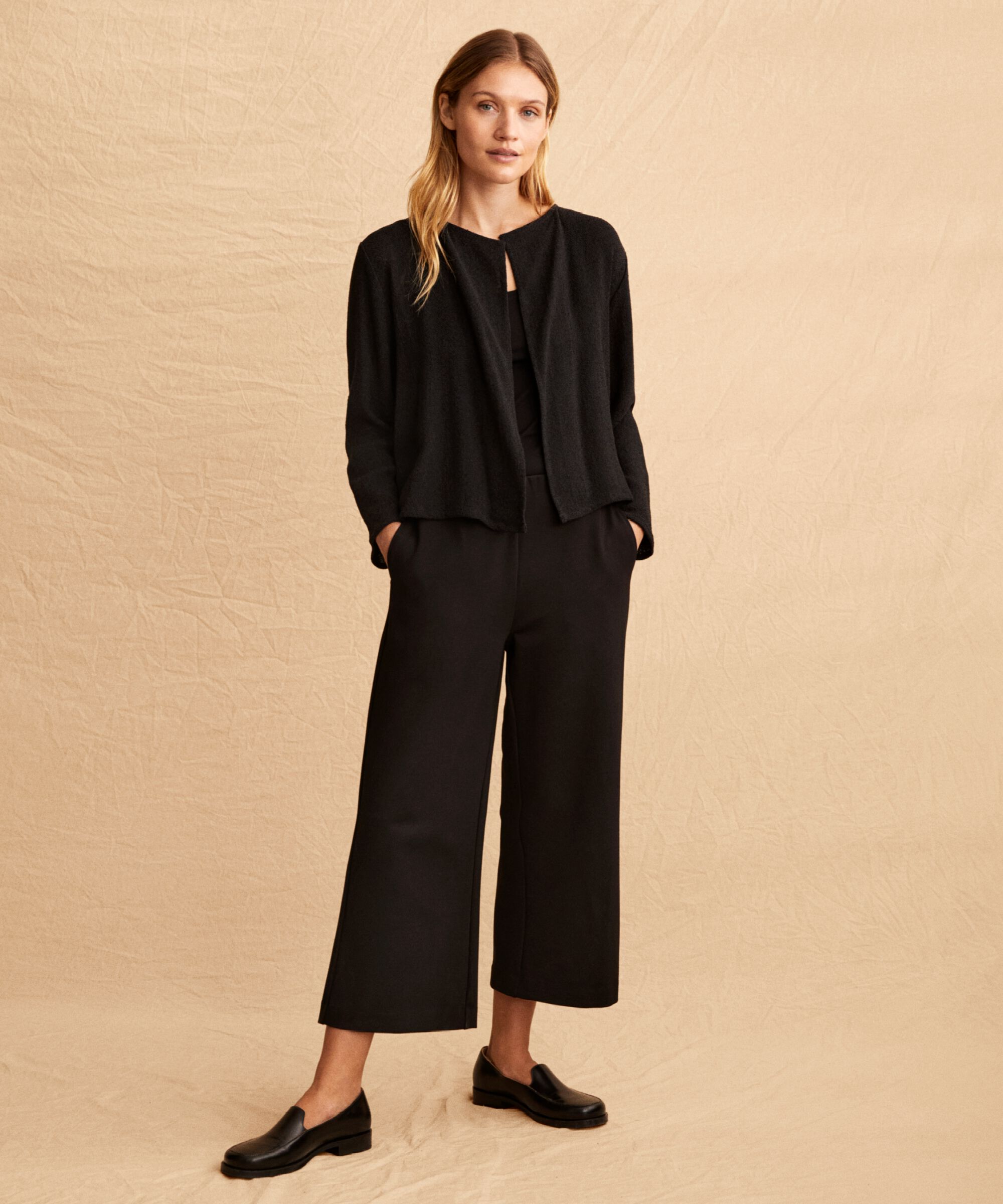 Schwere Jerseyhose mit weitem Bein, Black
