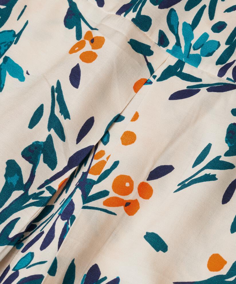 Kleid aus bedruckter Viskose mit V-Ausschnitt, Russ Orange