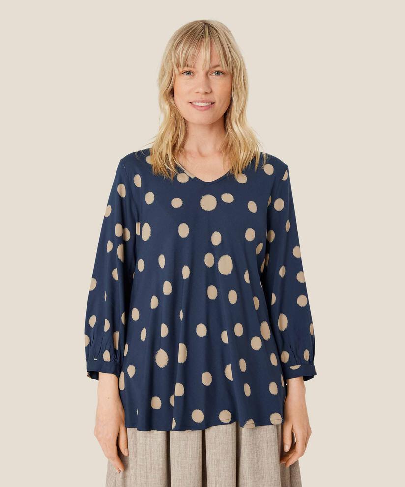 Bedruckte Viskosebluse mit V-Ausschnitt, Moonlit Ocean