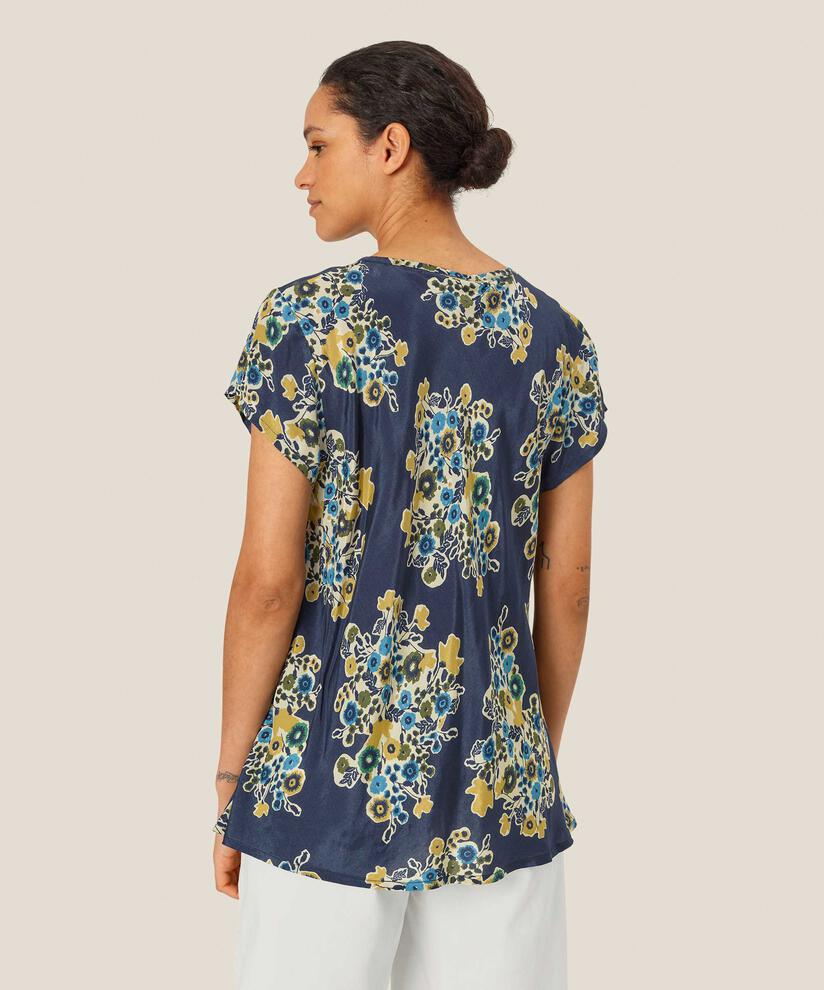 Bedrucktes Viskose-top Mit V-ausschnitt, Mood Indigo