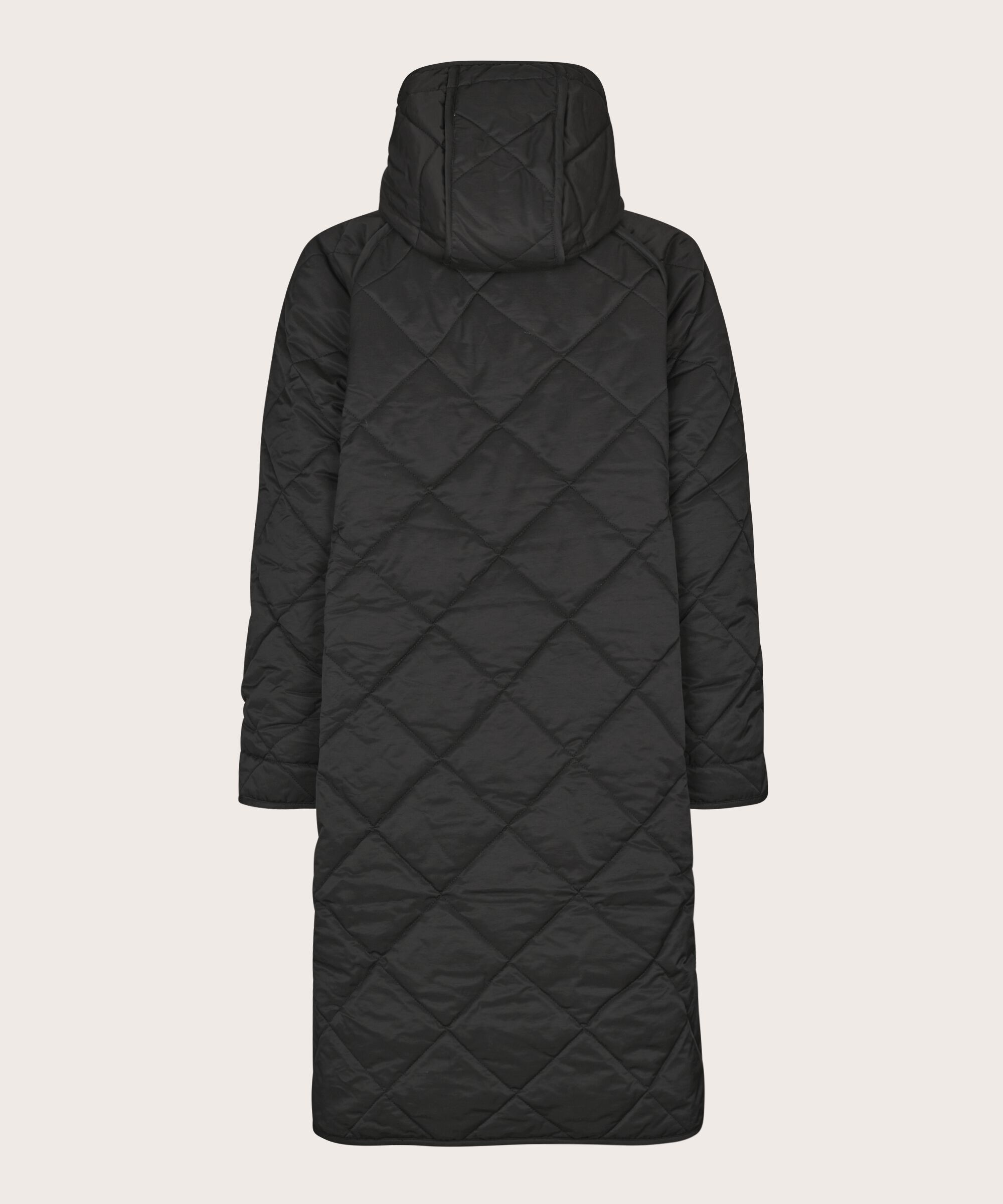 Steppmantel mit Kapuze, Black