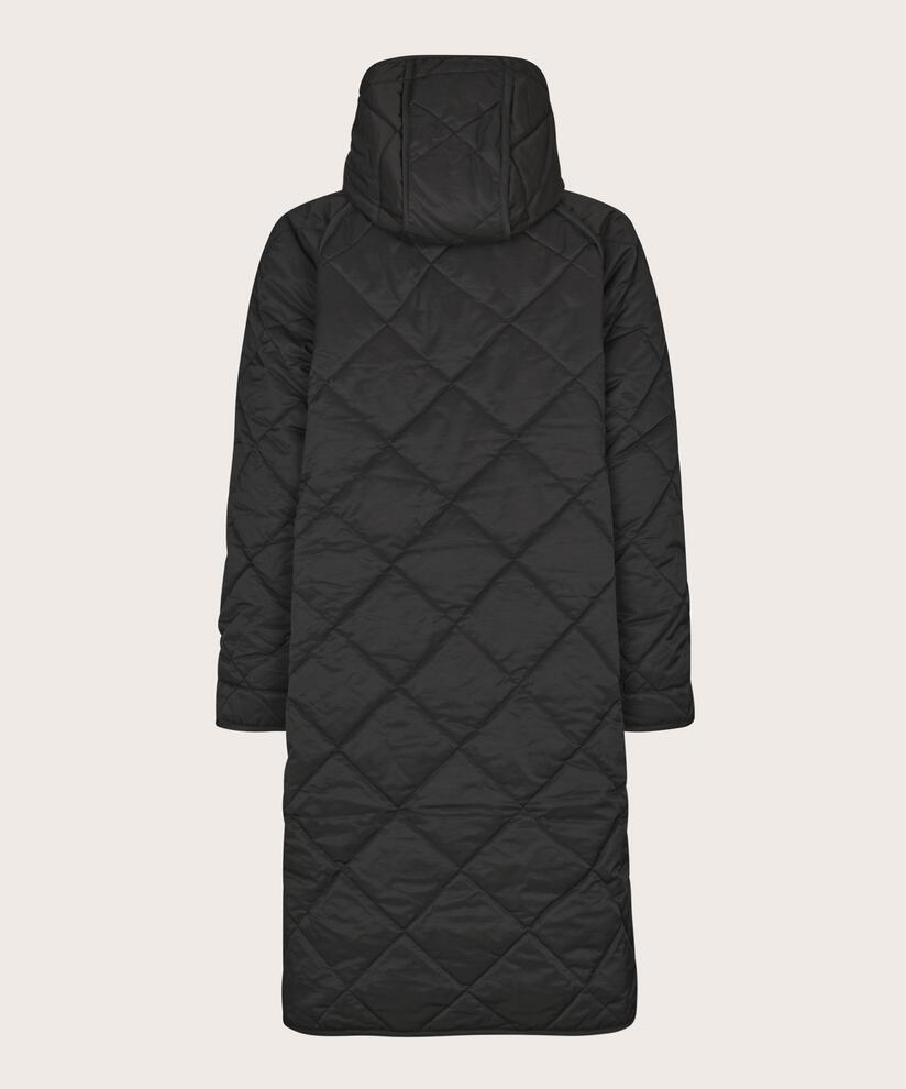 Steppmantel mit Kapuze, Black